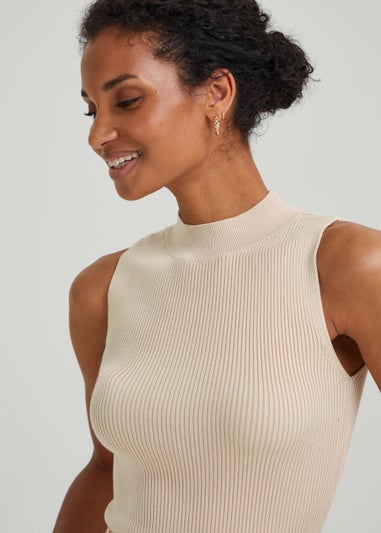 Et Vous Cream Knitted Vest Top