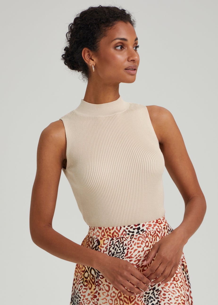 Et Vous Cream Knitted Vest Top