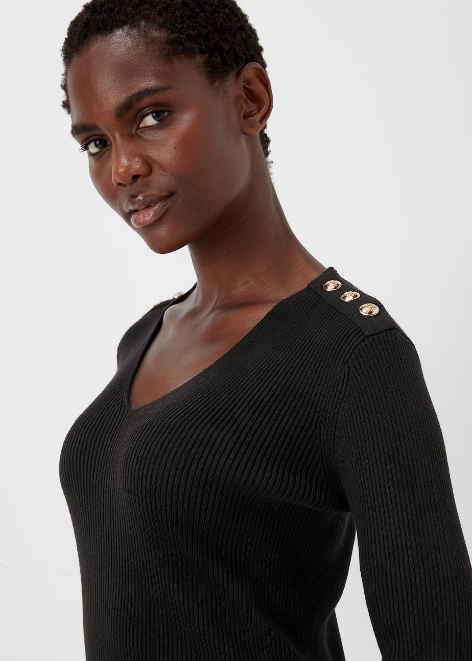 Et Vous Black Knitted Button Dress