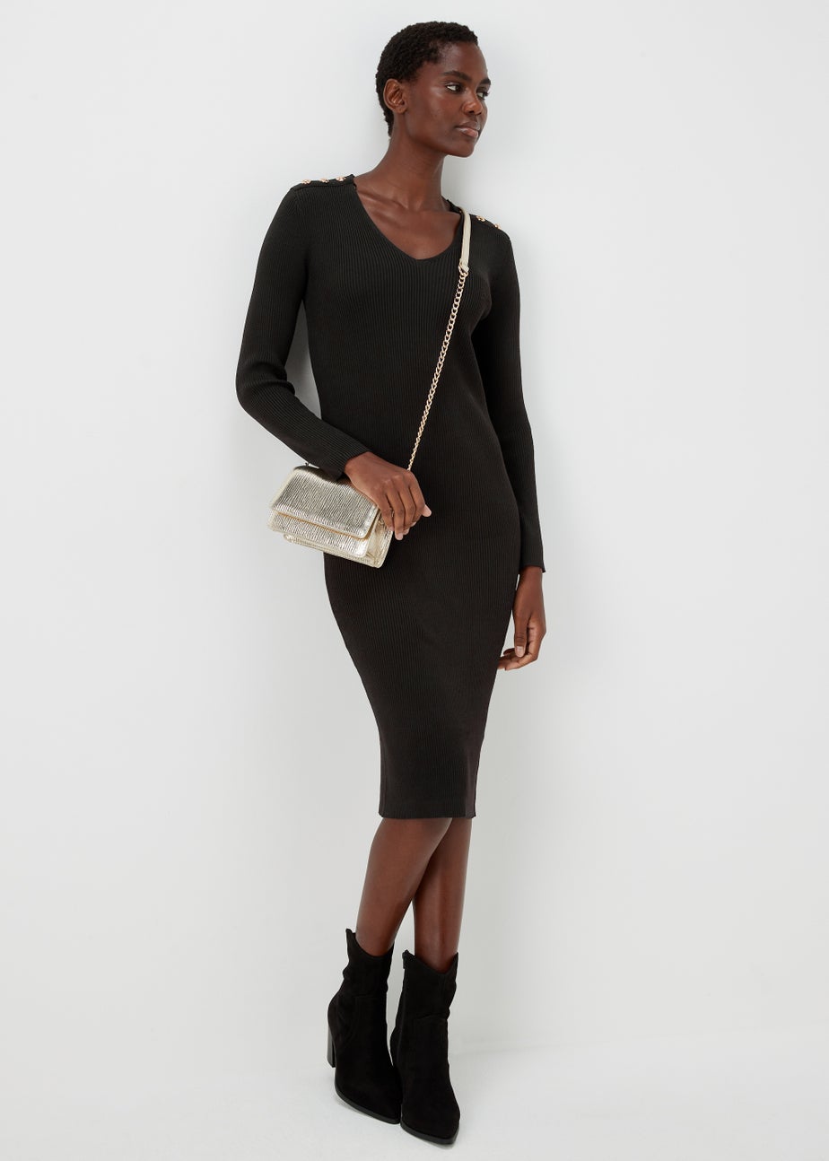 Et Vous Black Knitted Button Dress