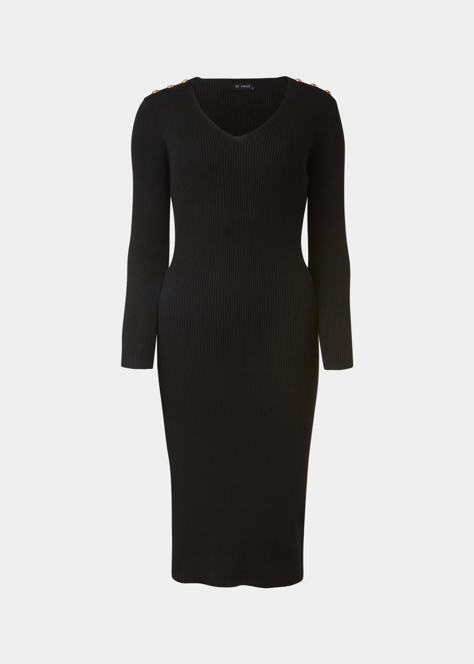 Et Vous Black Knitted Button Dress