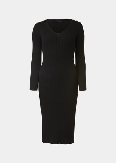 Et Vous Black Knitted Button Dress