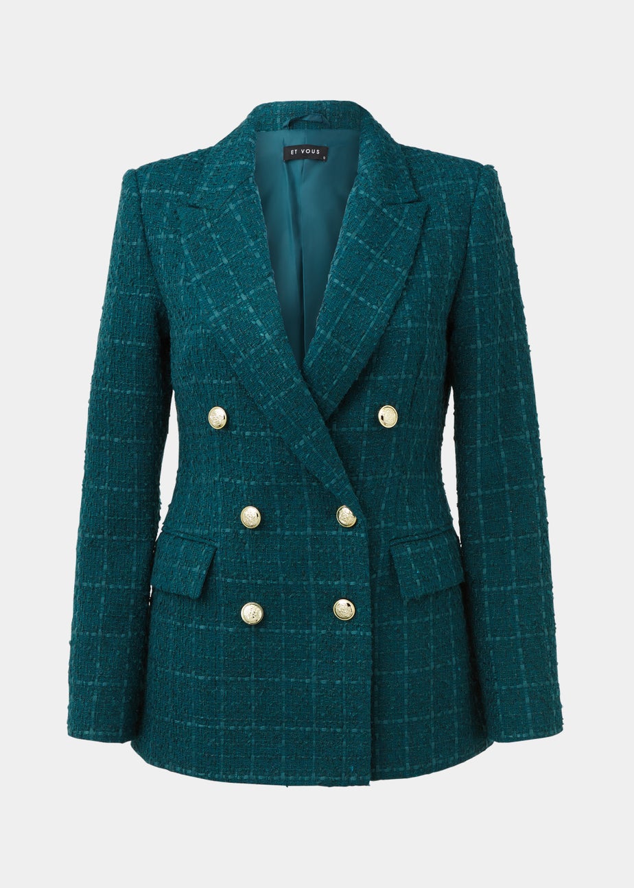 Et Vous Green Textured Blazer