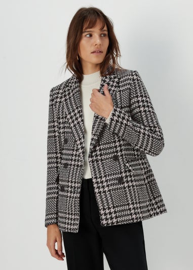 Et Vous Black Check Textured Blazer