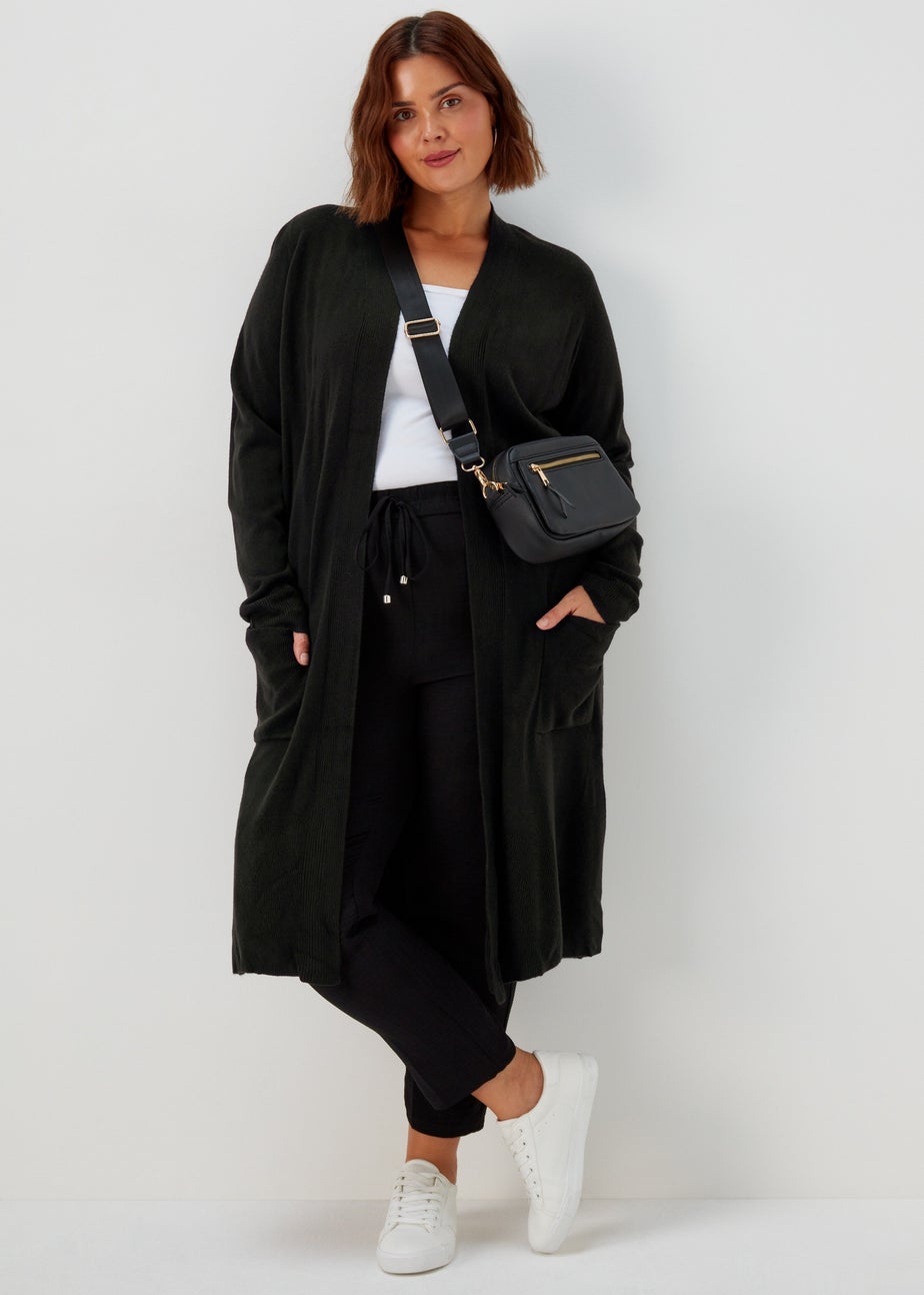 Papaya Curve Black Knitted Cardigan