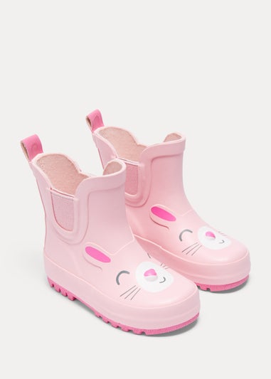 Kids Pink Rabbit Wellies (Younger 4-12)
