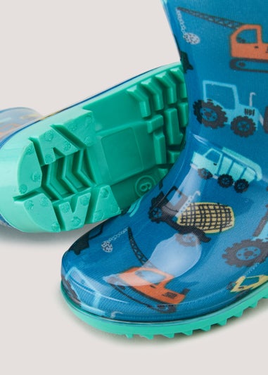 Boys Blue Transport Print PVC Wellies (Younger 4-12)