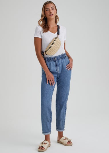 Light Wash Paperbag Jeans
