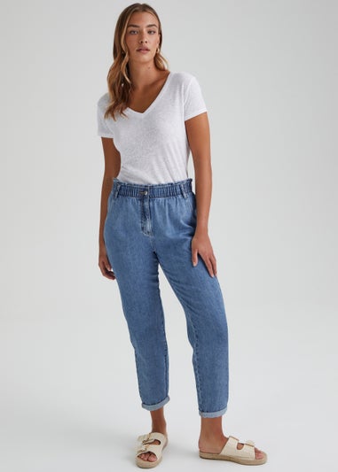 Light Wash Paperbag Jeans