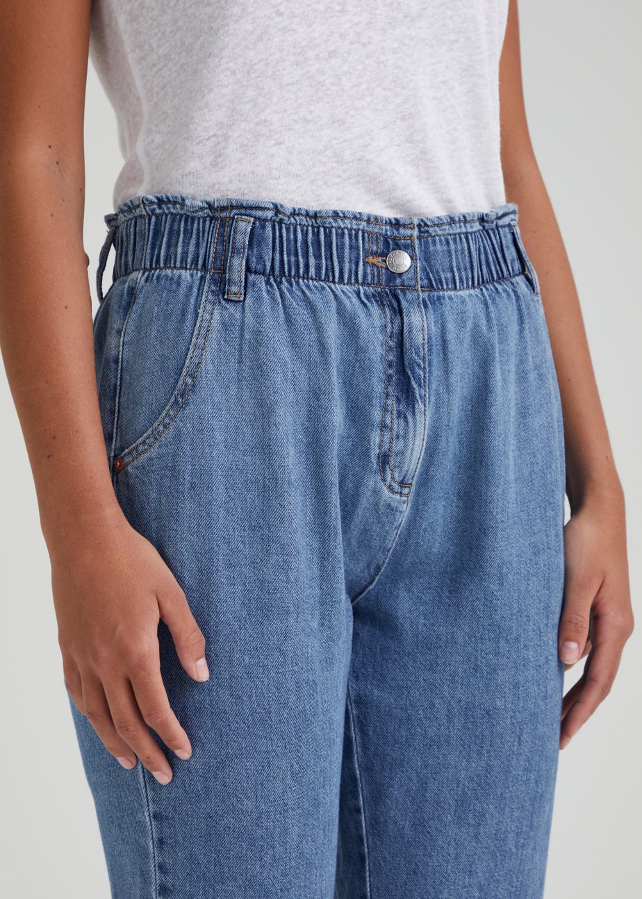 Light Wash Paperbag Jeans