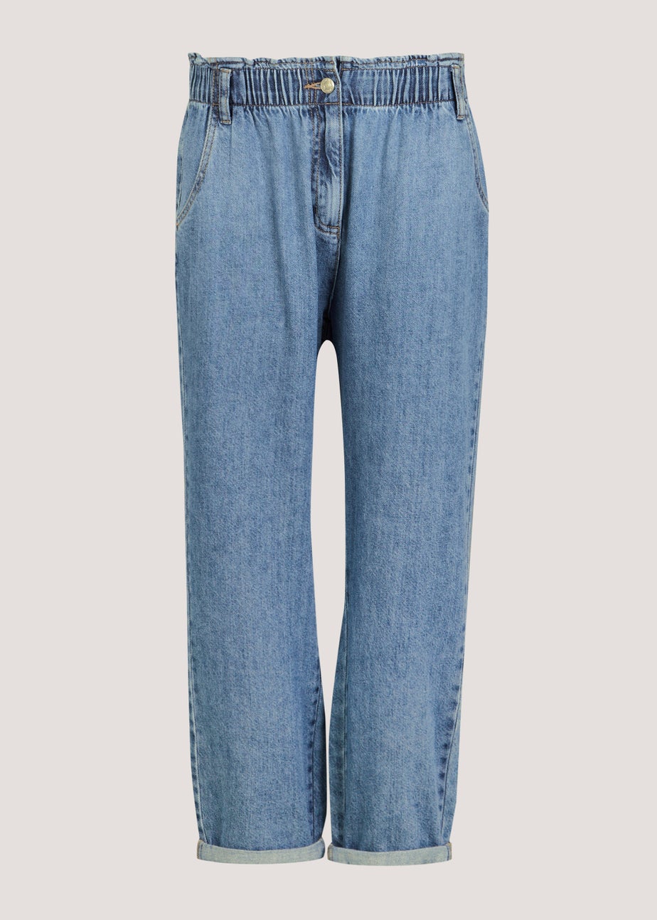 Light Wash Paperbag Jeans