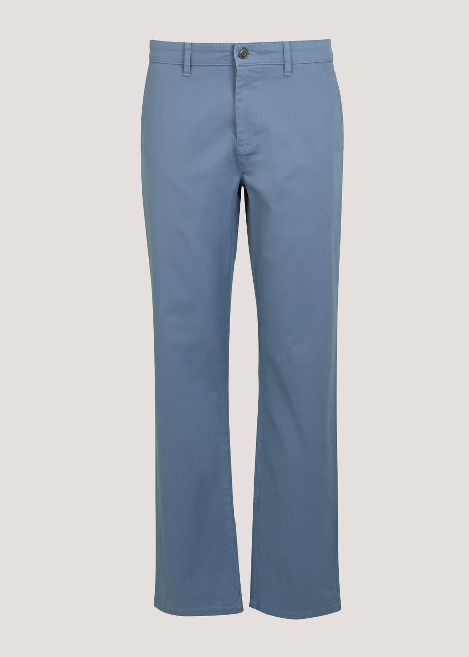 Blue Straight Fit Stretch Chinos