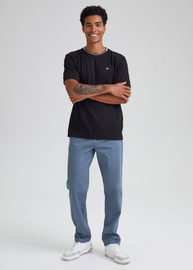 Blue Straight Fit Stretch Chinos