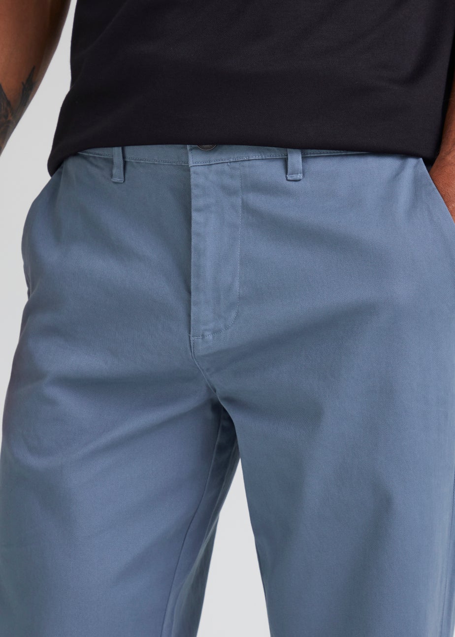 Blue Straight Fit Stretch Chinos