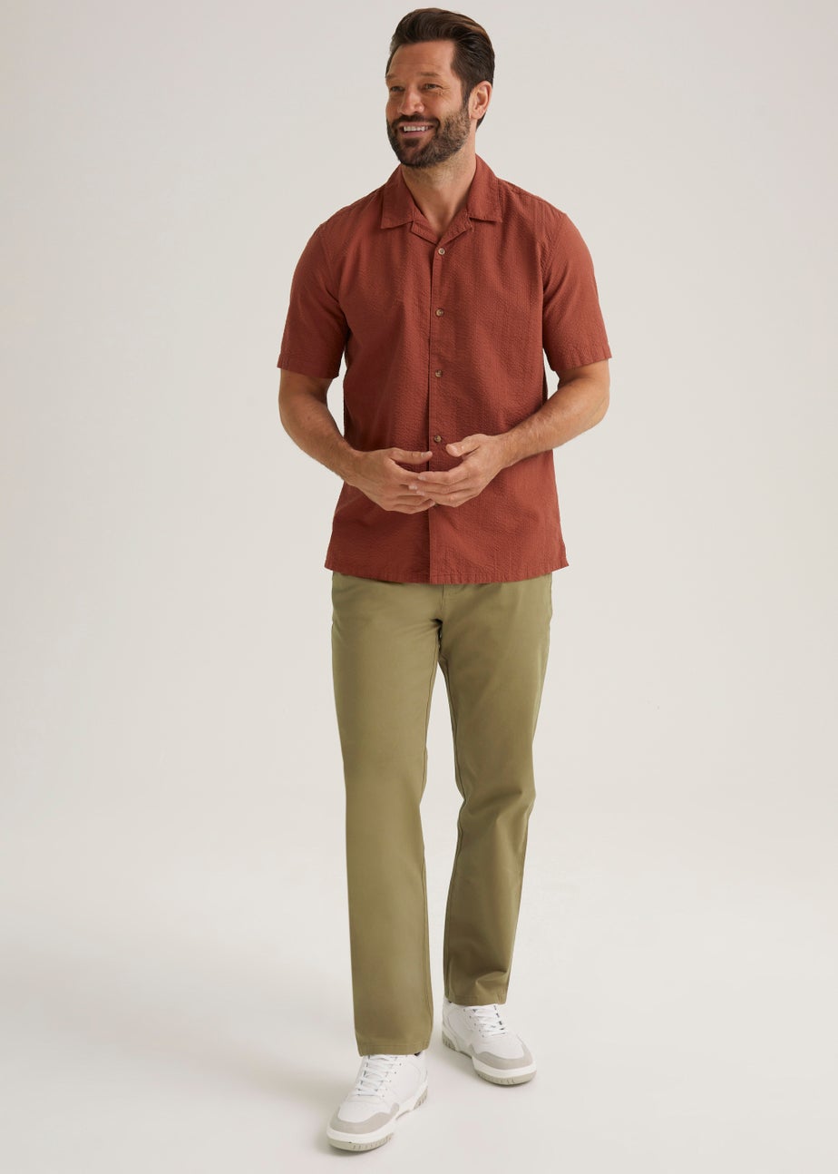 Beige Straight Fit Stretch Chinos