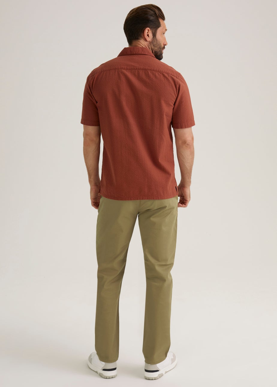 Beige Straight Fit Stretch Chinos