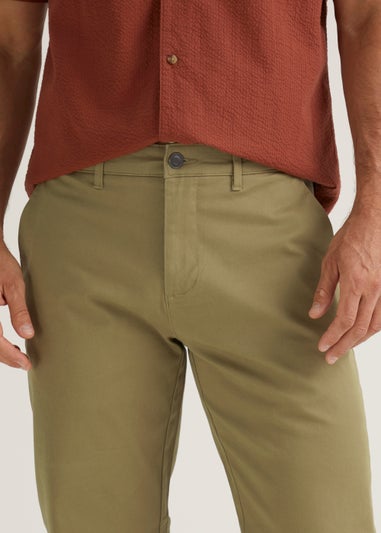 Beige Straight Fit Stretch Chinos