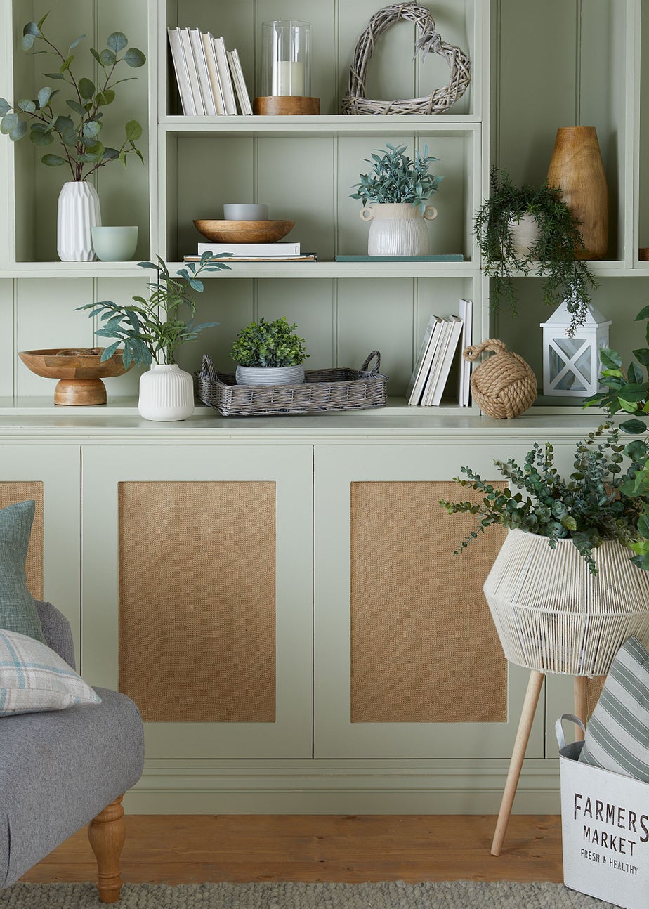 Olive Branch in Cream Ribbed Vase