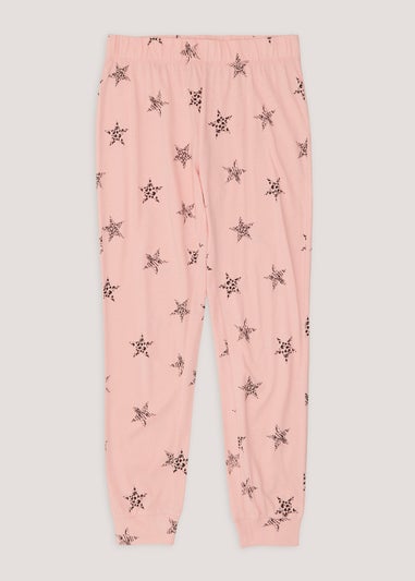Pink Star Print Cuffed Pyjama Bottoms