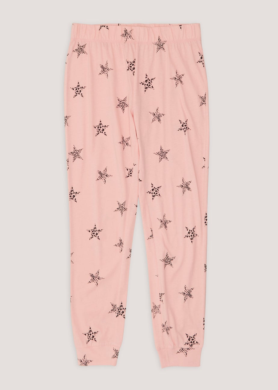 Pink Star Print Cuffed Pyjama Bottoms