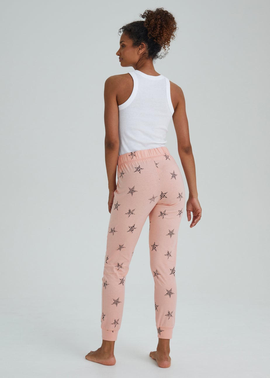Pink Star Print Cuffed Pyjama Bottoms