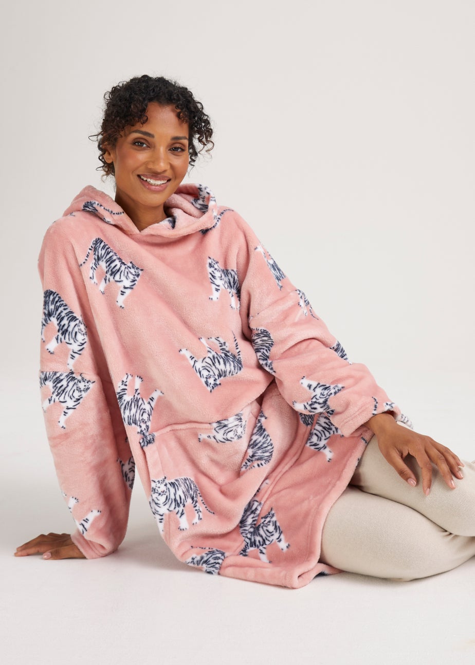 Pink Tiger Print Snuggle Hoodie