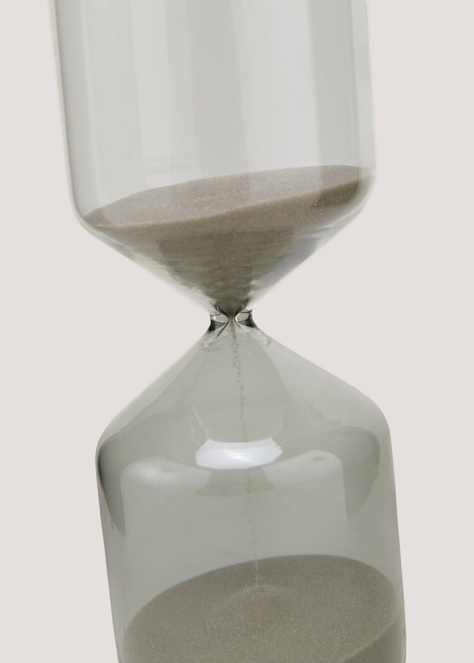 Grey Tinted Glass Sandtimer (7cm x 7cm x 18cm)