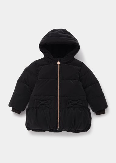 Girls Black Peplum Puffer Jacket (9mths-6yrs)