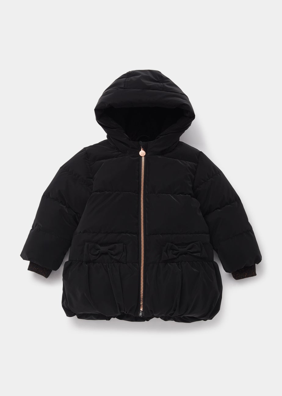 Girls Black Peplum Puffer Jacket (9mths-6yrs)