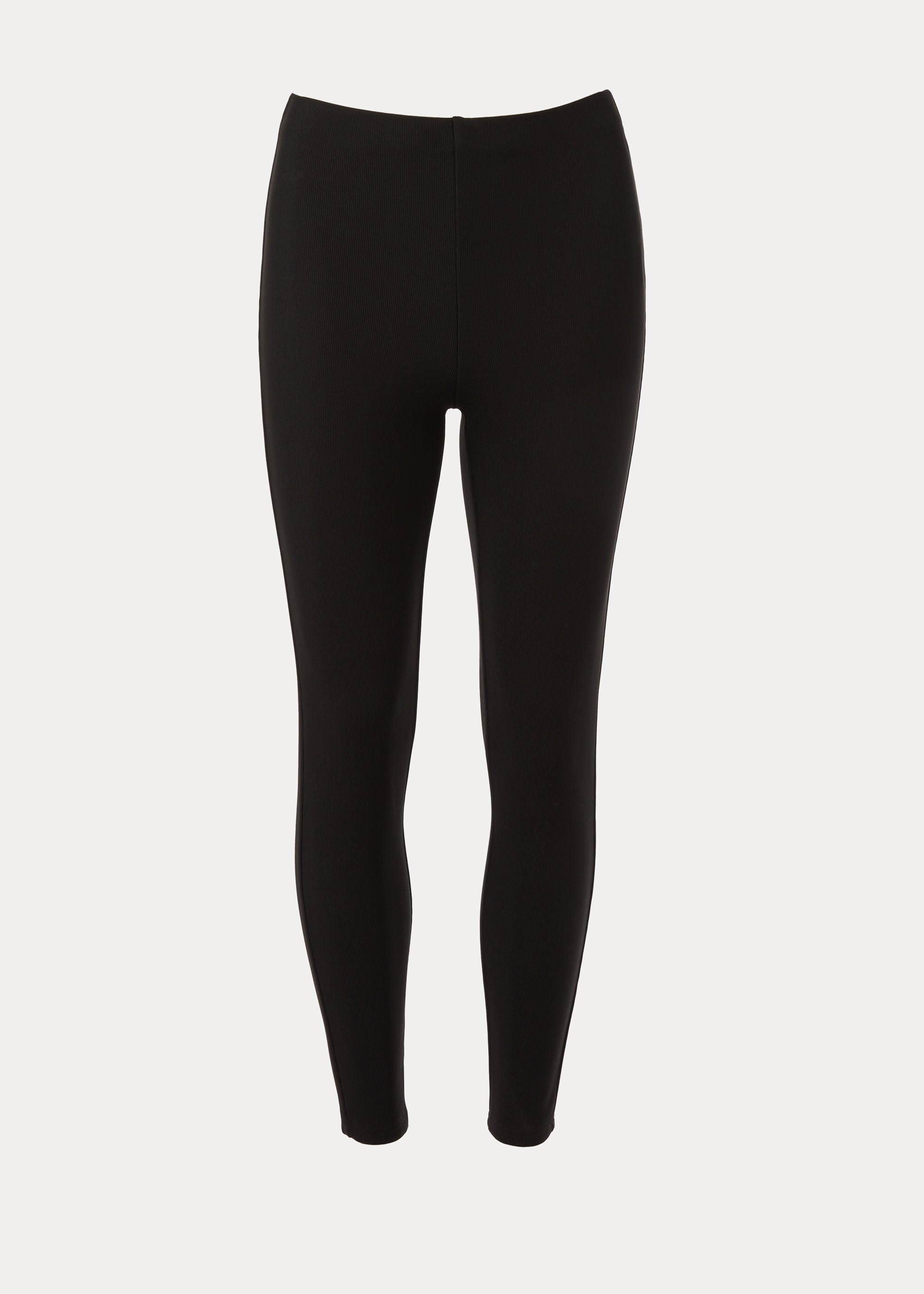 Black Ottoman Stitch Ribbed Leggings - Matalan