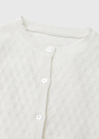 Girls White Fine Knit Cardigan (9mths-6yrs)