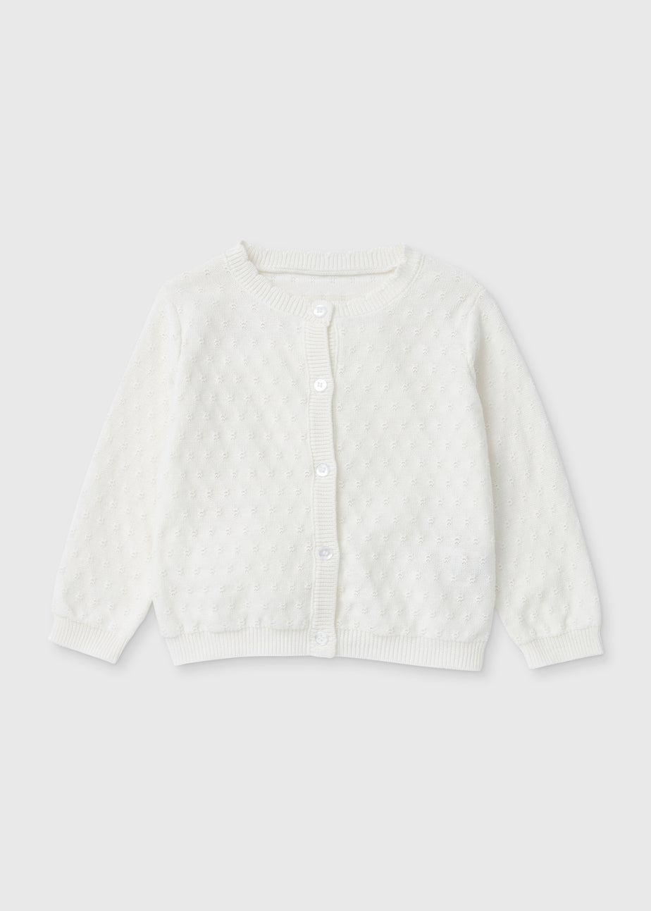 Girls White Fine Knit Cardigan (9mths-6yrs)