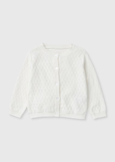 Girls White Fine Knit Cardigan (9mths-6yrs)
