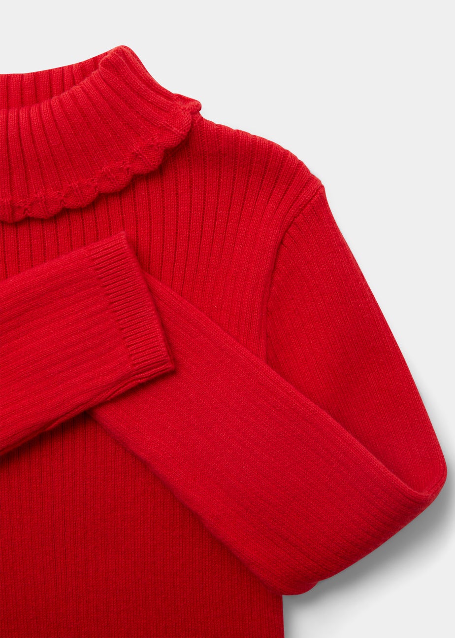 Girls Red Ribbed Roll Neck Top (9mths-6yrs)