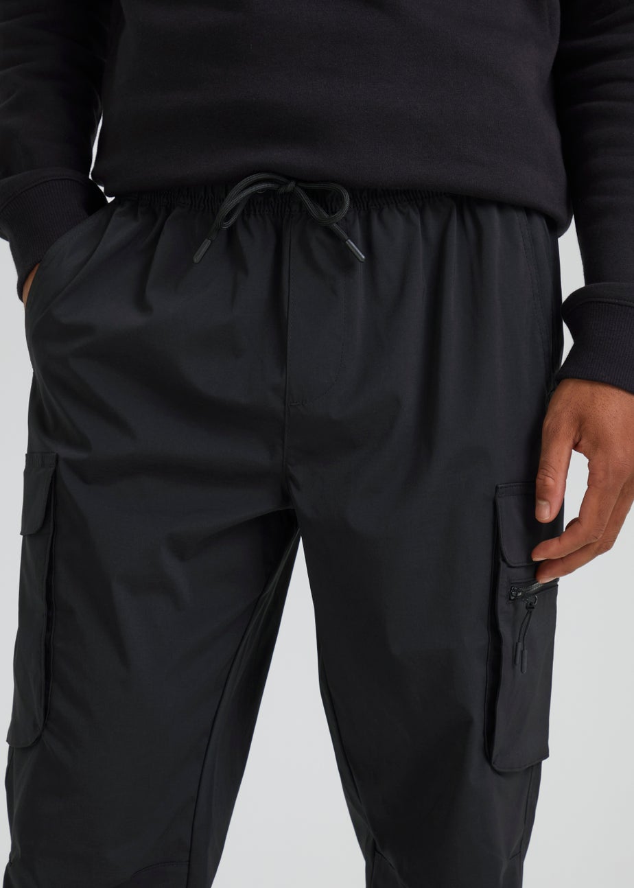 Black Cuffed Cargo Trousers