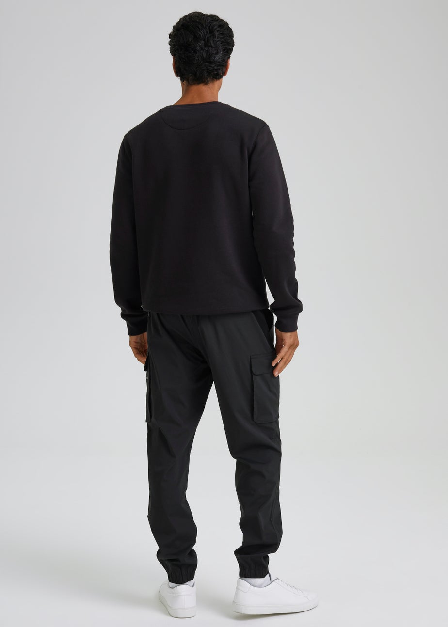 Black Cuffed Cargo Trousers