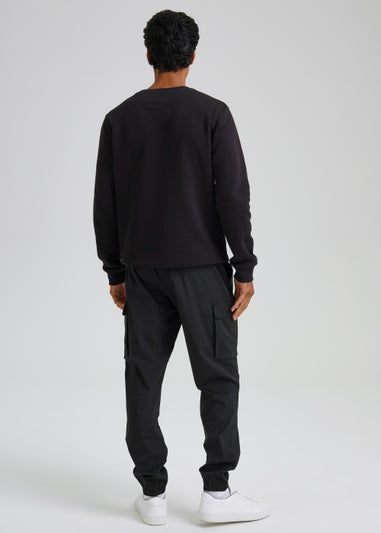 Black Cuffed Cargo Trousers