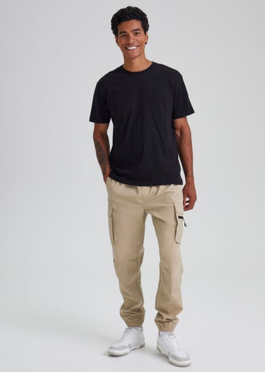 Stone Cuffed Slim Fit Cargo Trousers