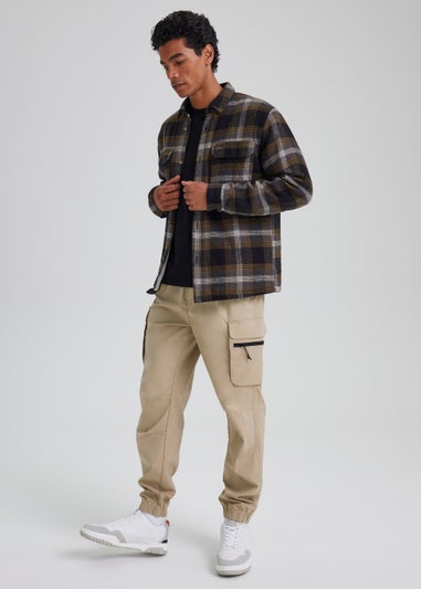 Stone Cuffed Slim Fit Cargo Trousers