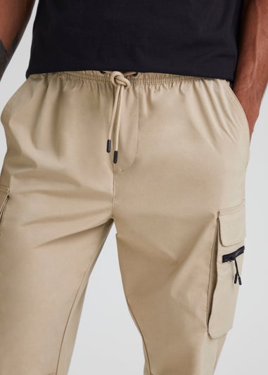 Stone Cuffed Slim Fit Cargo Trousers