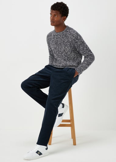 Blue Slub Crew Neck Jumper