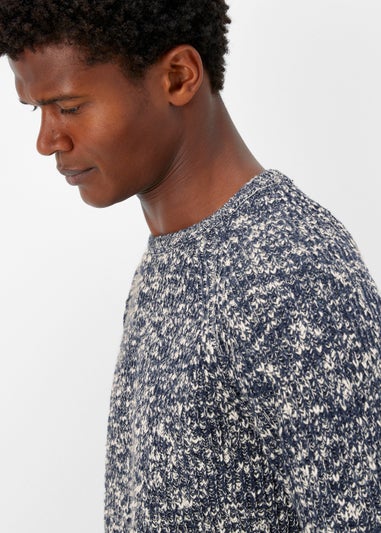 Blue Slub Crew Neck Jumper