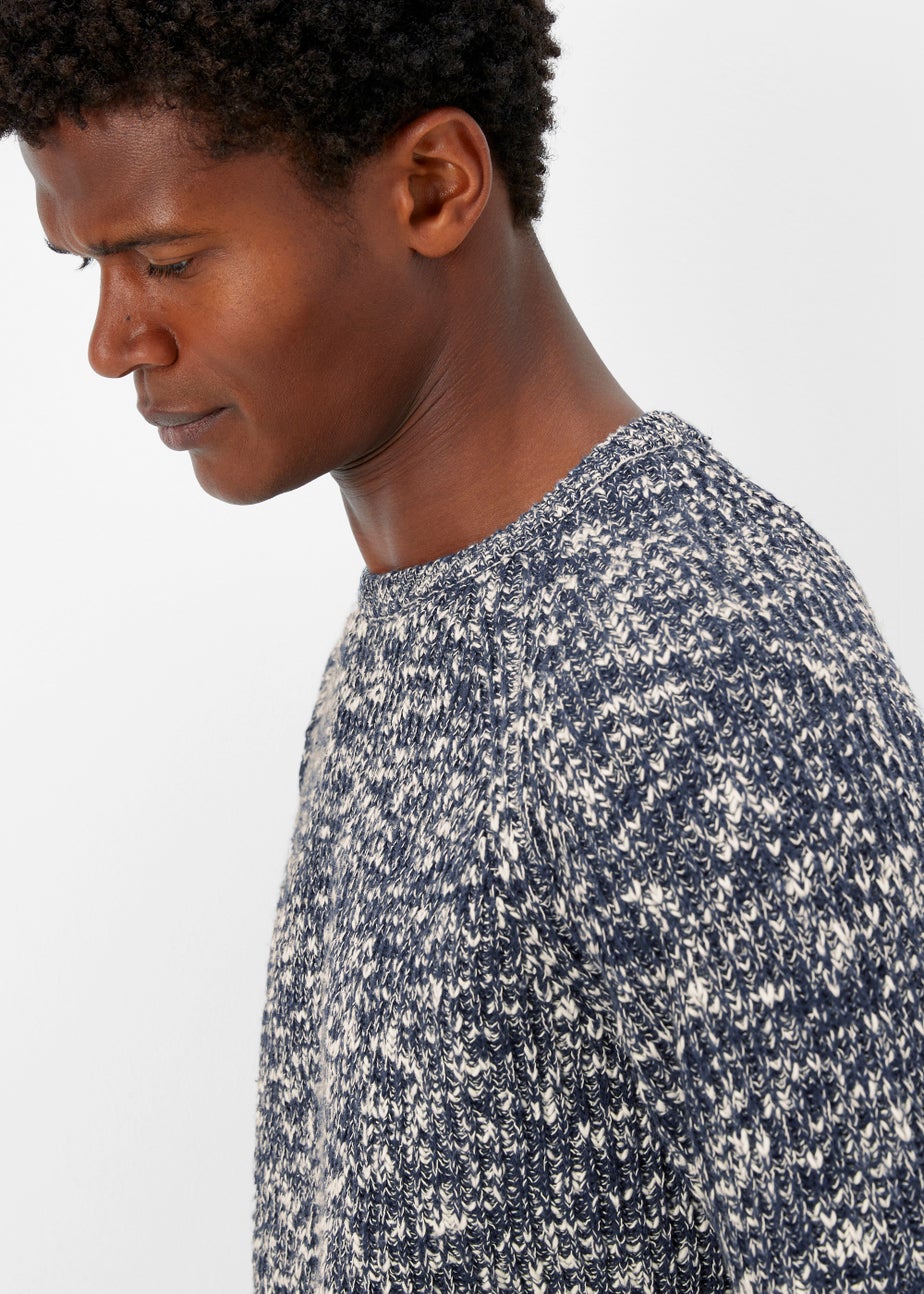 Blue Slub Crew Neck Jumper