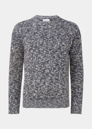 Blue Slub Crew Neck Jumper