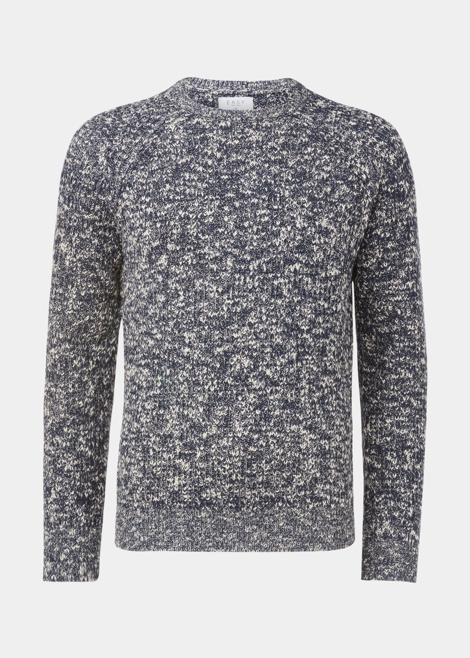 Blue Slub Crew Neck Jumper