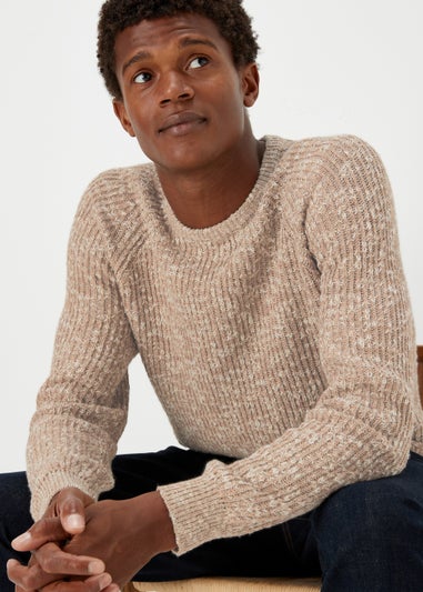 Ecru Slub Crew Neck Jumper