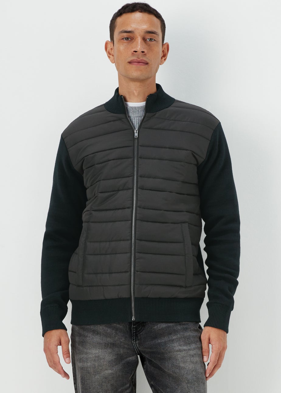 Black Quilted Hybrid Jacket