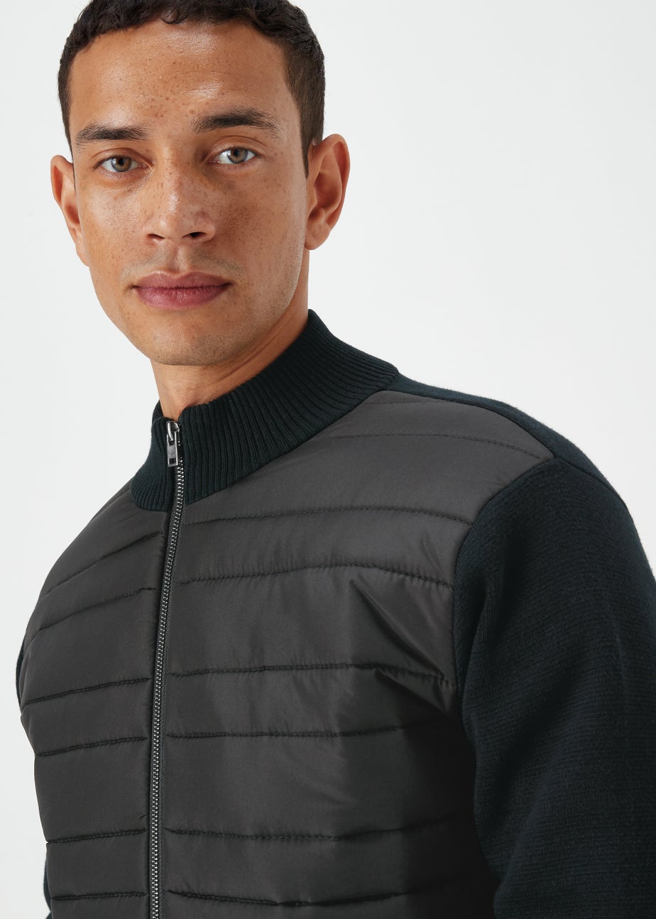 Black Quilted Hybrid Jacket