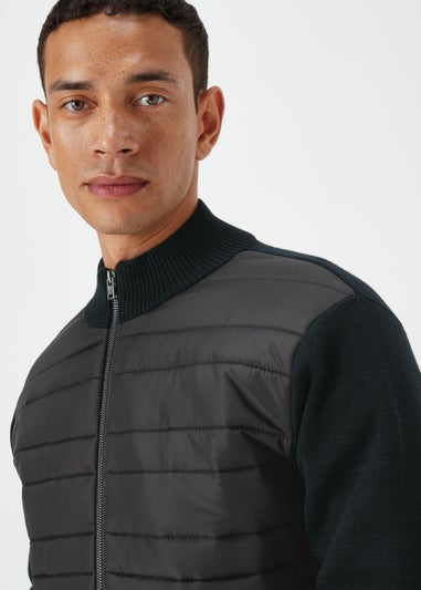 Black Quilted Hybrid Jacket