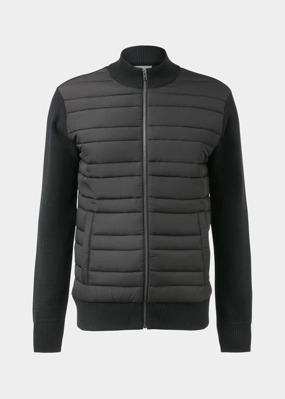 Black Quilted Hybrid Jacket